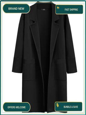 Oversized Long Cardigan Sweater Shawl Collar Mid-Calf Trench Coat